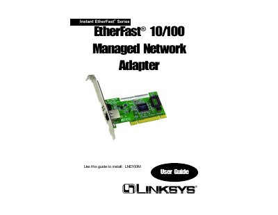 Linksys LNE100M EtherFast 10/100 Managed Network Adapter User Guide