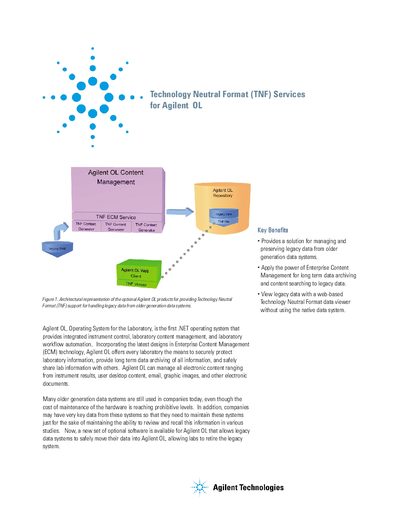 Agilent OL Technology Neutral Format Services Overview - cover page