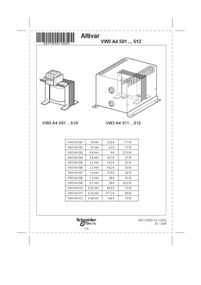 schneider Altivar VW3 A4 501 ... 512 Manual - cover page