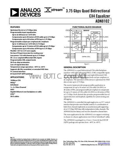 Analog Devices ADN8102 Datasheet - cover page