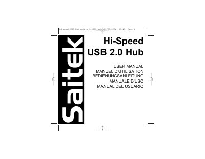 Saitek Hi-Speed USB 2.0 Hub User Manual - cover page
