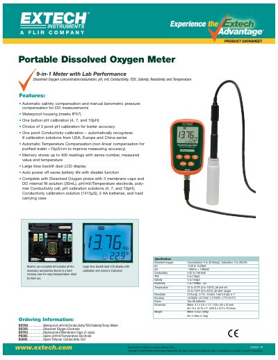 Extech DO700 9-in-1 Meter Specifications Sheet - cover page