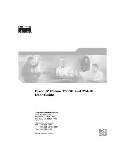 Cisco IP Phone 7960G and 7940G User Guide - cover page