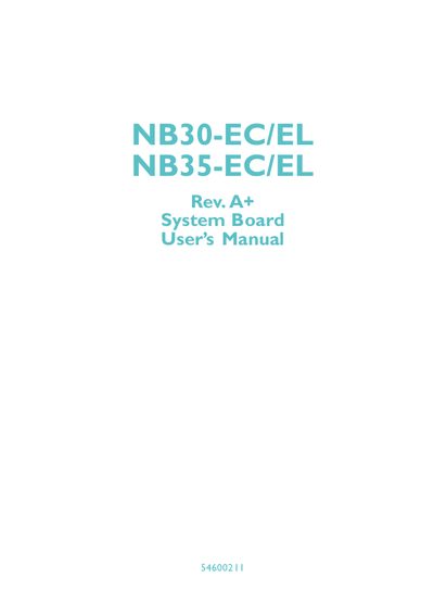 NB NB30-EC/EL & NB35-EC/EL System Board User Manual - cover page