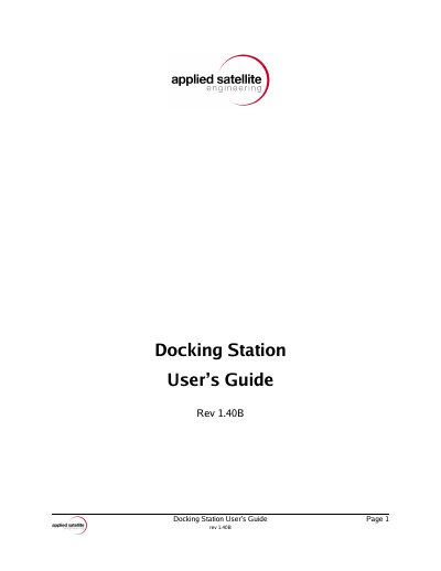 Iridium Rev 1.40B Docking Station User's Guide - cover page