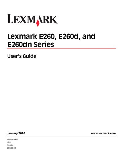 LEXMARK E260/E260d/E260dn Series Manual - cover page