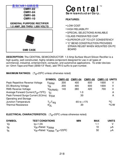 Central CMR1-02 CMR1-04 CMR1-06 CMR1-10 handbook - cover page