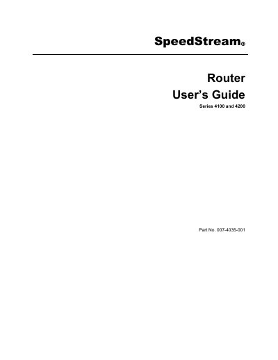 SpeedStream 4100/4200 Router User Manual - cover page