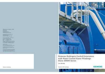 Siemens SGen-3000W Series Hydrogen-Cooled Generator with Water-Cooled Stator Product Leaflet - cover page