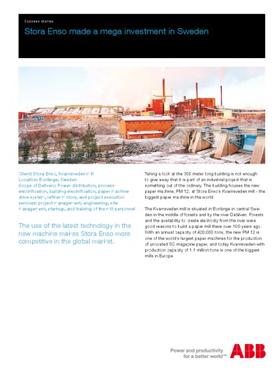 ABB Stora Enso Mega Investment Success Story - cover page