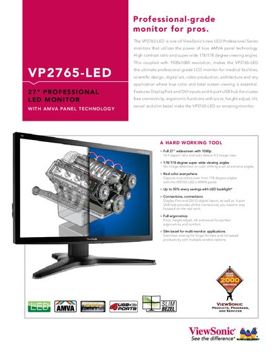 ViewSonic VP2765-LED User Manual - cover page