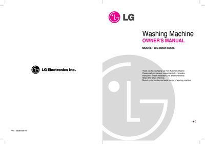 LG WD-8050F/8052X Washing Machine Owner's Manual - cover page