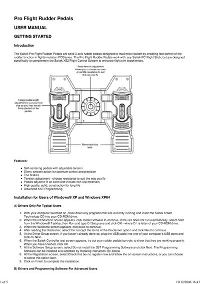 Saitek Pro Flight Rudder Pedals User Manual - cover page