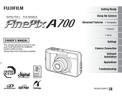 FUJIA700 digital camera Manual - cover page