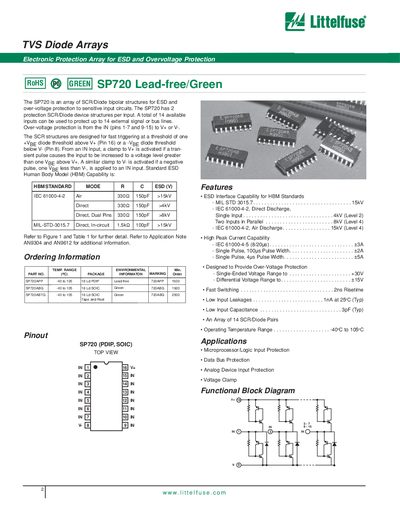 Littelfuse SP720 TVS Diode Array Datasheet - cover page