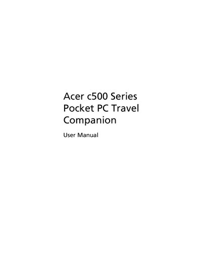 Acer c500 Pocket PC Travel Companion User Manual - cover page