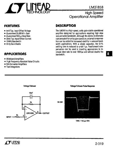 SGS-HOMSON LM318S8 Datasheet - cover page