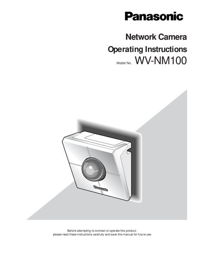 Panasonic WV-NM100 Network Camera Operating Instructions - cover page
