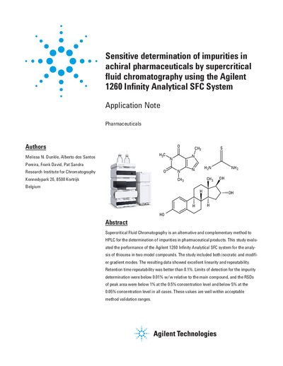 Agilent 1260 Infinity Analytical SFC System Application Note - cover page