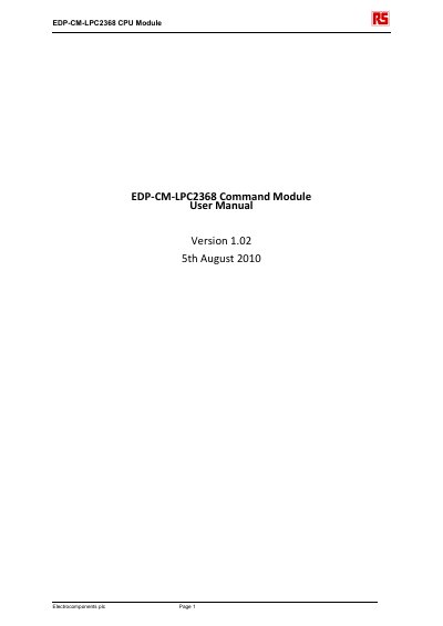 Electrocomponents EDP-CM-LPC2368 CPU Module User Manual - cover page
