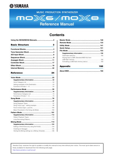 Yamaha MOX6/MOX8 Reference Manual - cover page