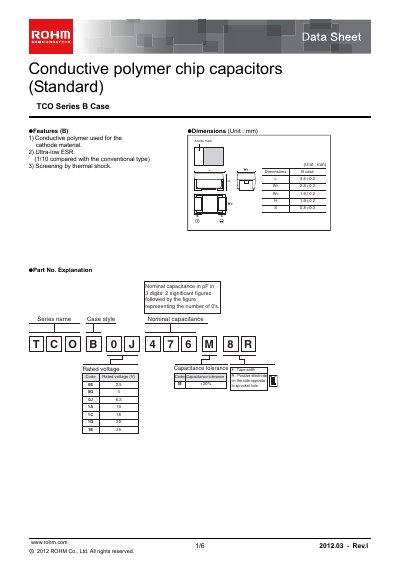 ROHM TCO Series B Case Datasheet - cover page