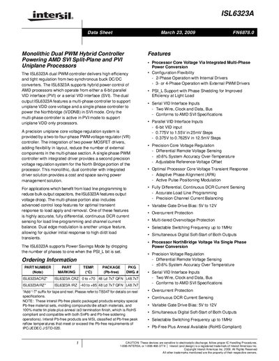Intersil ISL6323A Datasheet - cover page