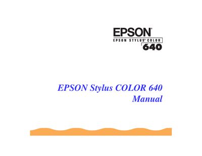Epson Stylus Color 640 User Manual - cover page