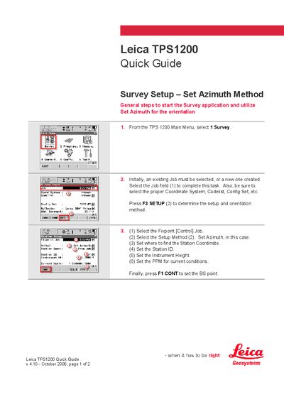 Leica TPS1200 Quick Guide - cover page
