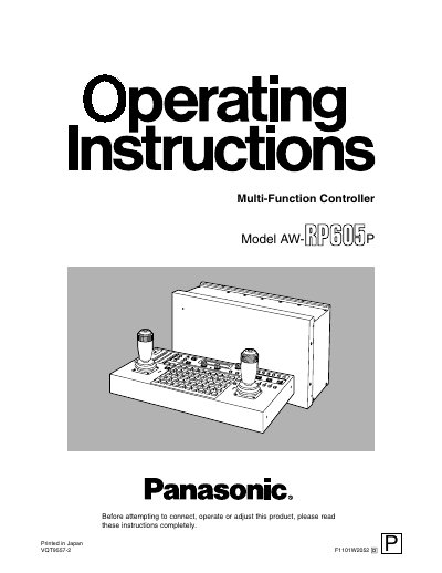 Panasonic AW-RP605P Manual - cover page