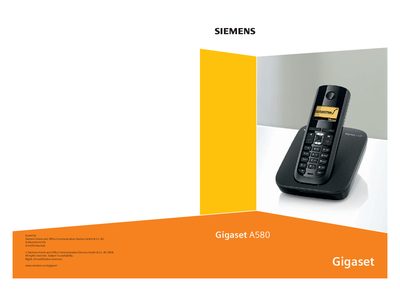 Siemens Gigaset A580 User Manual - cover page