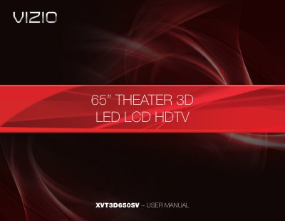 VIZIO XVT3D650SV 65" Theater 3D LED LCD HDTV User Manual - cover page