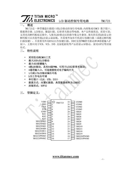 Titan TM1723 LCD Driver Control Manual - cover page