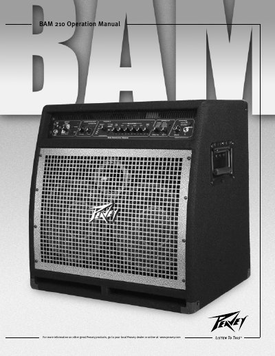 Peavey BAM 210 Bass Modeling Amp User Manual - cover page