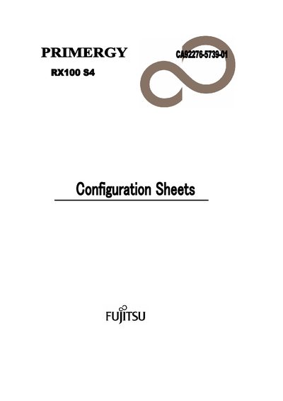 Fujitsu PRIMERGY RX100 S4 Configuration Sheets - cover page