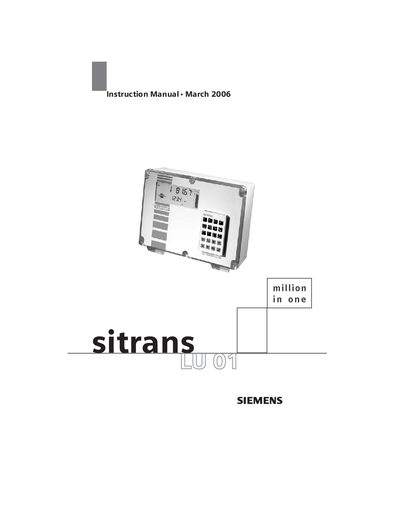 Siemens SITRANS LU 01 Ultrasonic Level Monitor User Manual - cover page