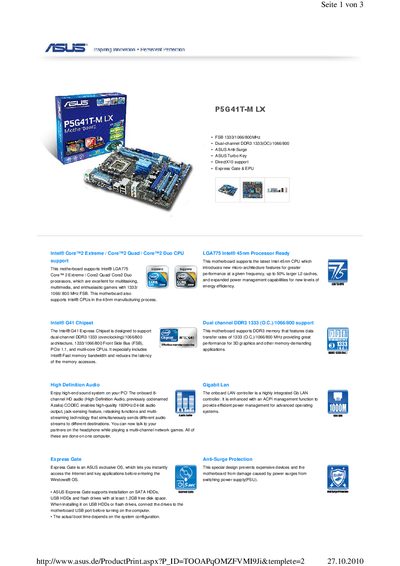 ASUS P5G41T-M LX User Manual - cover page