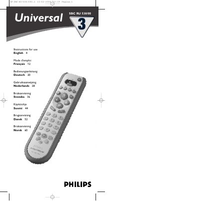 Philips SBC RU 538/00U.2 User Guide - cover page