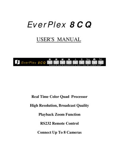 EverFocus EP8CQ Real Time Color Quad Processor User's Manual - cover page