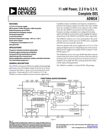 Analog Devices AD9838 Datasheet - cover page