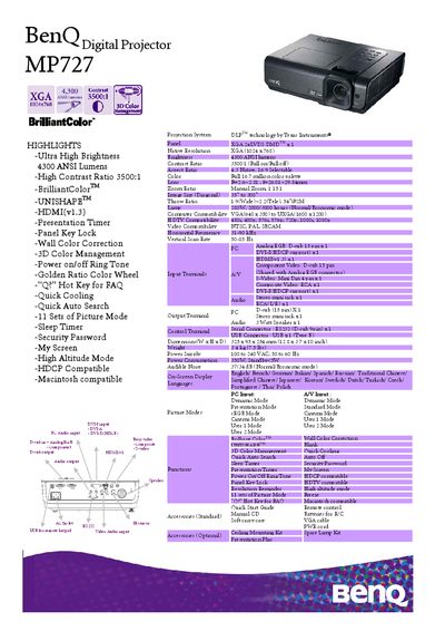 BenQ MP727 Digital Projector User Manual - cover page