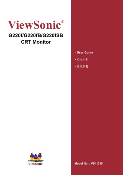 ViewSonic G220f/G220fB/G220fSB CRT Monitor User Guide