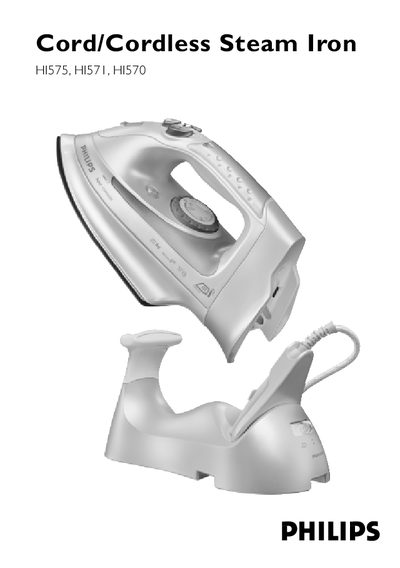 Philips HI575/HI571/HI570 Cord/Cordless Steam Iron User Manual - cover page