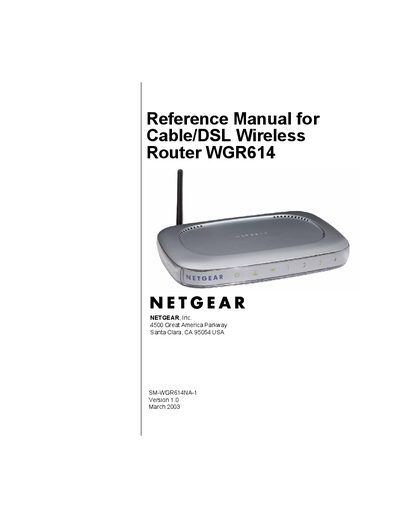 Netgear WGR614 Reference Manual - cover page