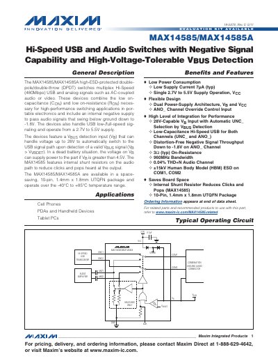 Maxim MAX14585/MAX14585A Datasheet - cover page