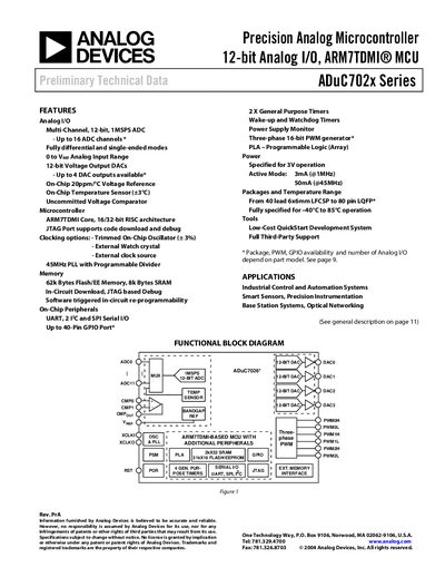 Analog Devices ADuC702x Series Handbook - cover page