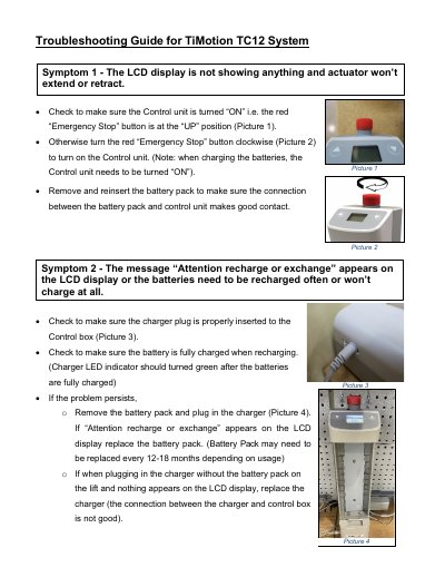 TiMotion TC12 System Troubleshooting Guide - cover page