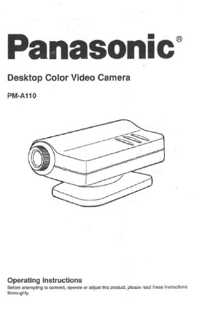 Panasonic PM-A110 Desktop Color Video Camera Operating Instructions - cover page