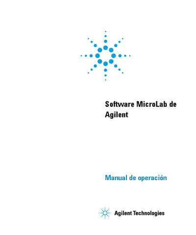 Agilent Software MicroLab de Agilent Manual de operaci&oacute;n - cover page