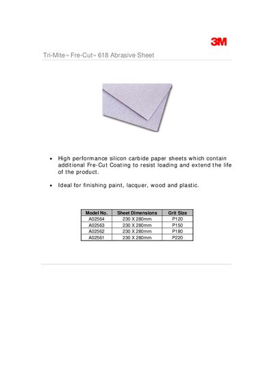 3M Tri-Mite Fre-Cut 618 Abrasive Manual - cover page